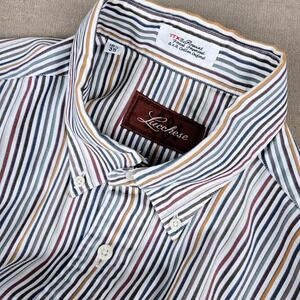 Lucchese Shirt Men 16.5 35 Multicolor Striped Button Western Pinpoint Oxford USA
